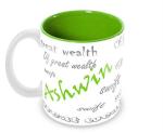 Jiya EnterpriseTuelip Green Ceramic Customize Name Ashwin With Meaningful Printed Tea And Coffee Mug - 350 ML