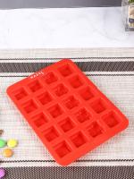 HAZEL Silicone Square Chocolate 3D Candy Baking Mould Tray Cake Soap Ice Cream Jelly 20 Cavity Slots Oven Safe Reusable, Multi Design, Red
