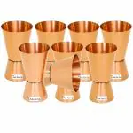 Prisha India Craft Double Side copper Jigger Shots Peg,Jiggers - 30ml& 60ml, set of 8