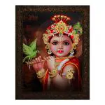 Indianara Multicolor Engineered Wood Bal Krishna Painting 25.4*33*1 cm
