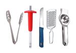 URBAN BUY Stainless Steel Momo Tong with Sister Lighter | Knife Chalu | Cheese Grater | Steel Lemon Squeezer and Multicolour , (Pack Of 5)