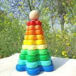 Hawbeez Shapes Tower Flower/Stacking Toys/Wooden Montessori Toy/Wooden Stacking Toy/Flower Stacker Toy/Stacking Tower/Kids Toys