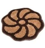 Riftree Micro Poly Anti Slip Plain Round Shaggy Fluffy Fur Rug and Rangoli Carpet for Living Room, Bedroom 2 x 2 feet or 24 x 24 inches Pack of 1 pcs (red) (Brown Golden)