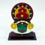 Gifts Boutique Handcrafted Multicolored kathakali face with Wooden Stand/Kerala Handicrafts/Kathakali Face with Stand(9 x 7 x 3 cm)
