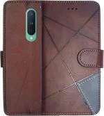 SUPER ME OnePlus 8 Brown Leather Dual Protection Flip Cover