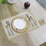 Kuber Industries Cream Polyvinyl Chloride Plate Design Floral Dining Table Placemat Set With Tea Coasters (Set Of 6)