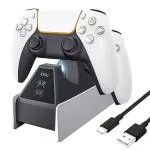 Microware HBP-260 Controller Dual USB Type C Charging Station for DualSense PS5 Controller,White