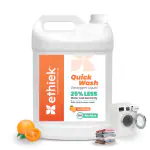 Ethiek Concentrated Liquid Detergent, Natural & Baby Safe, Only 40ml for 1 load, Fresh Orange, For Top Load, Front Load Washing Machine & Hand Wash, Removes Tough Stains, Leaves no Residue - 5 Litre