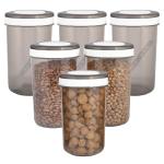 Kuber Industries Containers Set for Kitchen|BPA-Free Plastic 1500 ML Storage Containers Set With Spoon for Kitchen|Pack of 6 (Gray)