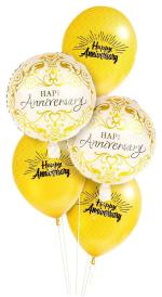 My Party Suppliers Gold Happy Anniversary Party Decorative Balloon Bouquet (5 pcs)