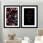 Vasl Paper Black Aesthetic Wall Art Paintings With Frame - 13 X 17 Inch (Pack Of 2)
