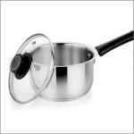 Prabha Heavy Gauge Bottom Encapsulated Base Stainless Steel Saucepan with Lid, 2.1 L