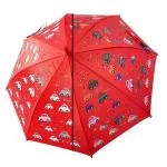 KARBD Red Windproof Cartoon Print Automatic Fold Round Handle Sun Protection Umbrella for Boys and Girls