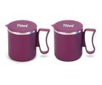 Thiwa Steel coffee mug with Lid (ABS Plastic Outer) Stainless Steel Coffee tea mug Plastic