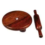 Whinsy Wooden Chapati Rolling Board with Belan Chakla Set (Full Size)