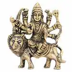 GURU JEE Handmade Brass MATA Rani Idol Maa Sherawali Statue Durga MATA Murti for Puja Mandir Home decor Gifts Showpiece