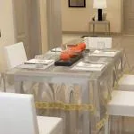 Kuber Industries Dining Table Cover 6 Seater|Table Cloth|Table Cover for Home, Restaurant|(Transparent Golden)