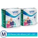 lyfcare Adult Pull-Up Pants Diapers|Medium-20 Pieces|Unisex|Pack Of 2, Each 10 Pieces | Waist Size: 60-85 Cm | 24 -33 Inch