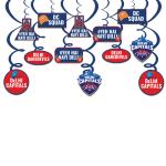 Festiko Team DC Swirls & Cutouts (Set of 12 Pcs), Ipl Theme Swirls Decorations, Cricket Party Props, Ipl Cricket party supplies