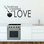 Lanstick Vinyl Black Kitchen Love Quotes Self Adhesive Wall Sticker 24 inch