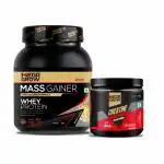 Megagrow Mass Gainer Whey Protein Powder banana Flavour 1kg, with Megagrow Creatine Monohydrate Powder 250g