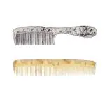 LILY Women's Printed Long Handle Fine Tooth Comb with Dressing Combs Set of 2
