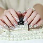 Secret Lives Acrylic Press on Designer Artificial Nails Extension Pink Shimmer Silver Studs Fake Nails Design 24 pcs Set