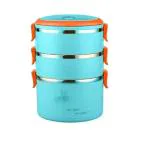 INDIGO 3 Layer Lunch Box Stackable Stainless Steel Lunch Container With Handle for Office & Picnic