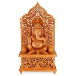 CraftVatika Brown Wood Ganesha Statue 44 x 35.99 cm