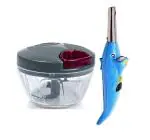 Blue Wonder Vegetables Plastic Dori Chopper With Stainless Steel Deep Fry Strainer and (Multicolour, Pack of 2)