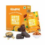 Gladful Cocoa & Orange Date Nut Square - A Healthy, Sugar-Free, Dates and Dry Fruits Based Dessert Bites/ Barfi/Chakki For Kids and Families | High in Protein & Fiber, source of Instant Energy (20gram X 8)