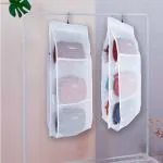 COZIECLOS Dust Proof Hanging Handbag Purse Clutch Organizer with 6 Large Compartments & Hanger (White)