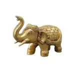 Kalarambh Brass Elephant/Hathi for Pooja Puja Mandir Vastu Home Dé cor Items Collectible Handicraft Art - Yellow, 6 x 2.5 x 4 Inches (L x W x H)
