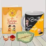 AWANI TRENDS Rudraksha Rakhi Gift,Raksha Bandhan Gift, Best Rakhi Gift for Brother, Rakhi for Brother with Gift, Brother with Gift, Brother Coffee Mug Greeting with Rakhi roli Set ATBRO0002