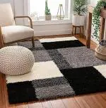 SWEET HOMES Black and white Microfiber Carpet 6 x 8 Feet