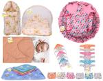 Kwitchy Newborn Baby Gift Combo of Sleeping Essential Bedding with Clothing Set (0-6 Months)