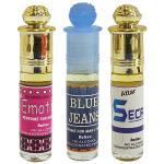 Indra Sugandh Bhandar 24 Hours Long Lasting Emotion, Blue Jeans, Secret Attar Perfume Rollon, 6 Ml Each (Set Of 3)