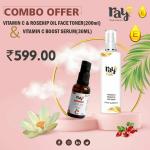 RAY7 FLAUNT VITAMIN C SERUM (30 m) with VITAMIN C & ROSEHIP OIL FACE TONER (200m) (2 in 1 Pack)