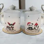 Indigifts Christmas Gift Items for Friends Friendship Quotes Printed Frosted Mug Set of 2 (325 ml), Frosted Glass Mug, Frosted Mug for Gift, Christmas Gift for Friends, Secret Santa Gift for Xmas