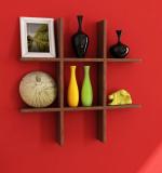 Home Sparkle Brown MDF Plus Shaped Wall Rack 15 inch x 4 inch x 4 inch