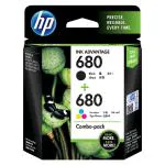 HP 680 Ink Cartridges Combo Pack (1 Black Cartridge + 1 tri-Color Cartridge)