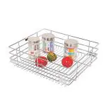 RAB Kitchen Basket Stainless Steel Plain Basket for Kitchen Cabinet Drawer Organizer Tray (Code:- King, 15