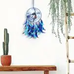 DULI Handmade Blue Metal and Feathers Shiva Dreamcatcher