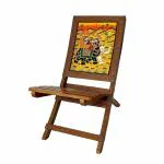 Pranjals House Wood Multicolor Rajasthani Handcrafted Antique Designer Folding Chair - Medium