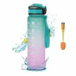 BINSBARRY Water bottle With 3 In 1 Bottle Cleaning Brush | 1 litre Water bottle | Motivational Water Bottle with Straw & Time Maker | Leak-proof & BPA-free | Drinks bottle | Gym water bottle (Green)