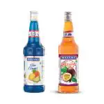 Manama Blue Curacao Syrup and Passion Fruit Syrup | 750ML Each | Mixer for Mocktails, Cocktails, Drinks, Juices, Beverages | Pack of 2