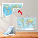 GO WOO SMALL - 100 AFRICA PHYSICAL OUTLINE MAP FOR SCHOOL and 2 IN 1 WORLD POLITICAL AND PHYSICAL MAP IN HINDI | Set of 1 map and 1 chart | Geography Essentials Combo Africa Physical Outline Map + 2-in-1 World Political and Physical Map chart in Hindi