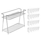 Oc9 Stainless Steel Spice Rack 2 Shelf / Masala Stand & (Pack of 4) Hook Rail for Kitchen