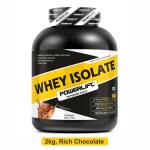 PowerLift Whey Isolate Sugar Free [2kg Rich Chocolate, 4.4lbs], 25G protein, 5.5G BCAA, Raw Whey From USA | with Digezyme blend | easy Mixability & Builds Lean Muscle, whey protein isolate, Gold Whey (60 servings)