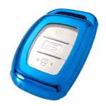 Ashar KeyHub KC-TPU Key Cover Compatible for Hyundai: Exter, Creta, Venue, Elantra, Tucson, I20 N Line 2021, i20 2020, Elite I20, Active I20, Aura, Verna 4s, Xcent, Alcazar (3 Button Smart Key) (Blue)
